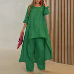 Women's Solid Color Linen Fashionable Casual Suit