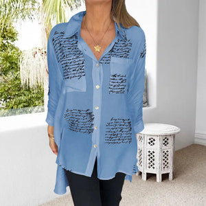 Letter Print Fashion Lapel Shirt