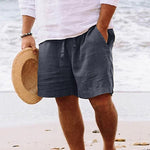 Men's Cotton Linen Drawstring Beach Shorts