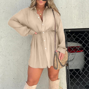 Women's Solid Color Long Sleeve Shirt Suit