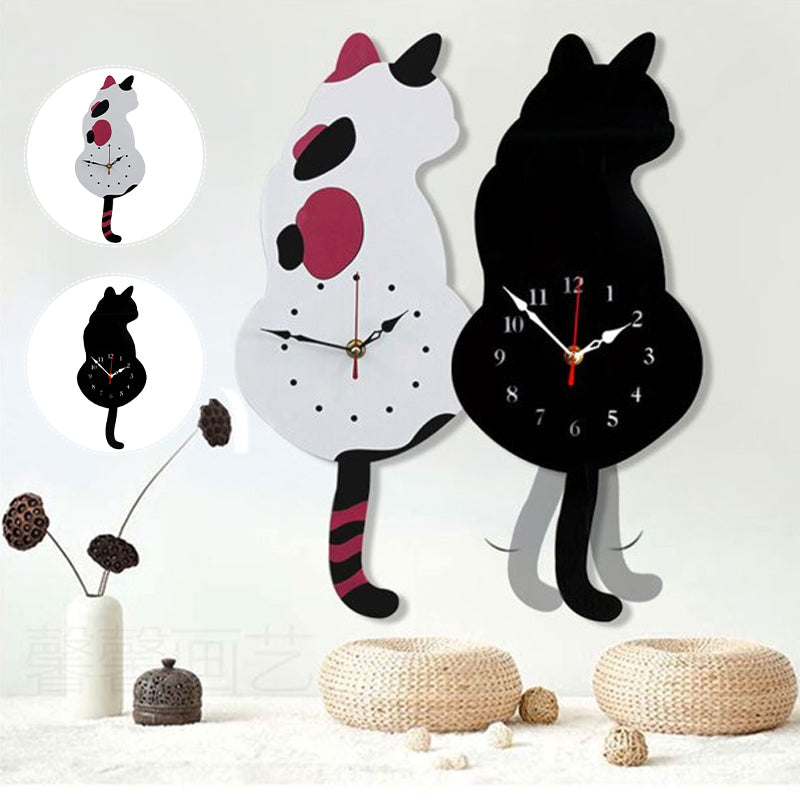 Nordic Cat Wagging Tail Wall Clock