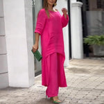 Women's Solid Color Linen Fashionable Casual Suit