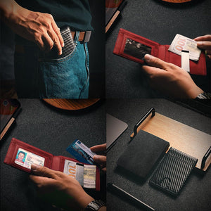 Genuine Leather Anti-theft Swipe Card Holder