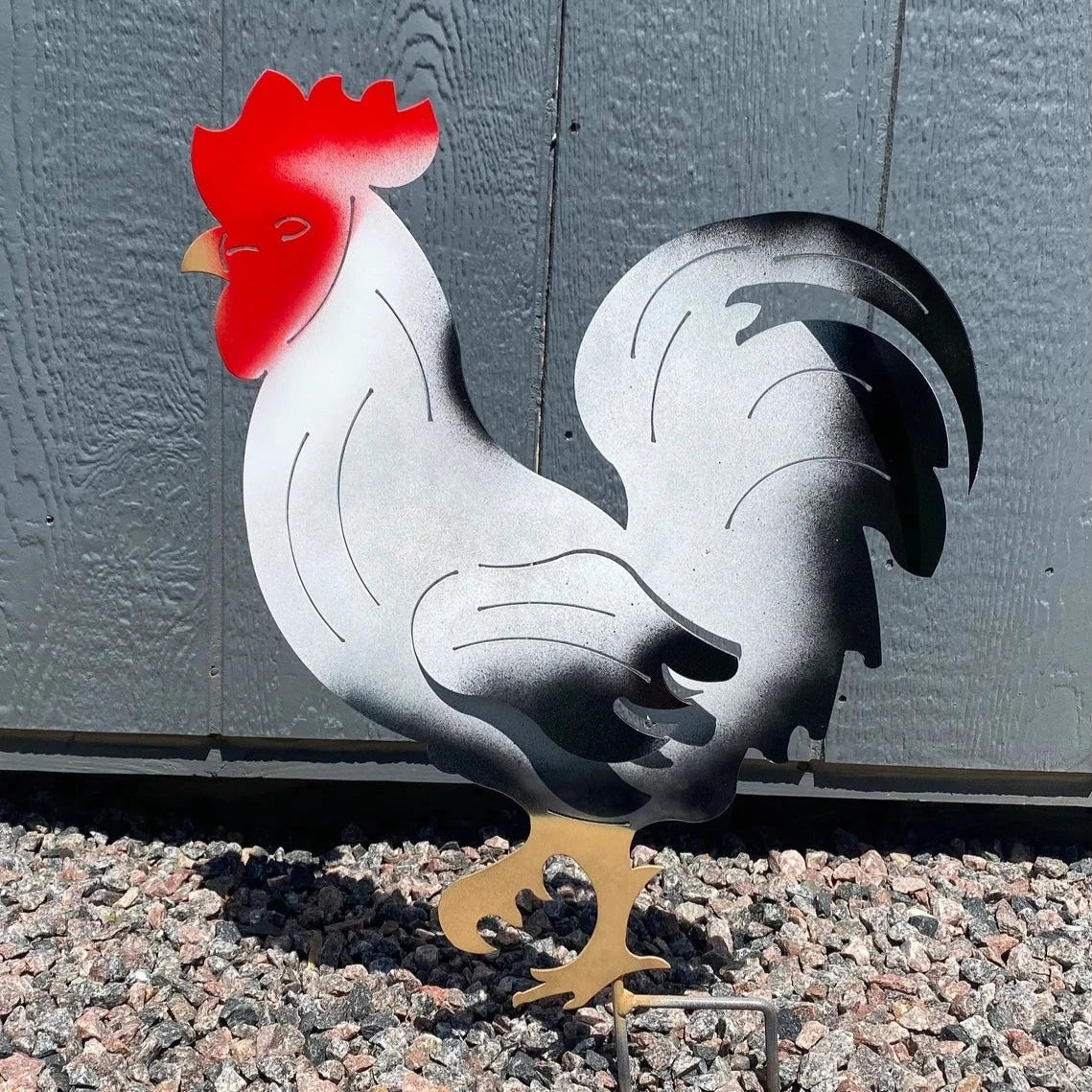 Outdoor Metal Rooster Yard Stake