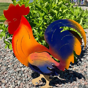 Outdoor Metal Rooster Yard Stake