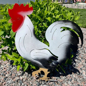 Outdoor Metal Rooster Yard Stake