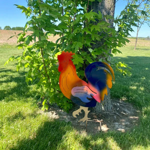 Outdoor Metal Rooster Yard Stake