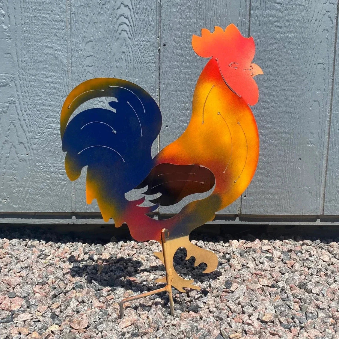 Outdoor Metal Rooster Yard Stake