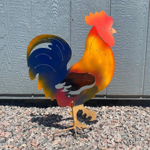 Outdoor Metal Rooster Yard Stake