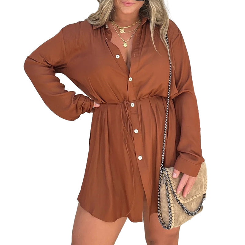 Women's Solid Color Long Sleeve Shirt Suit