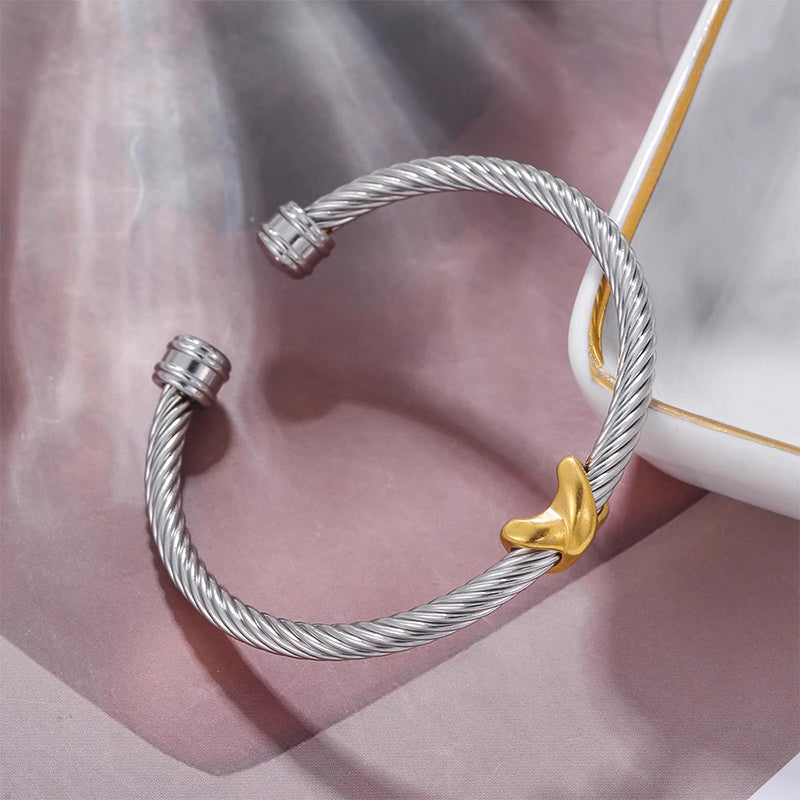 Two Tone Knot Twisted Bangle