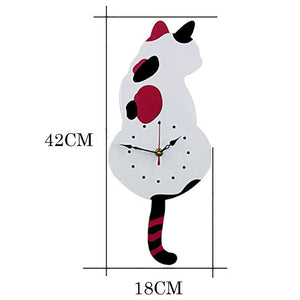 Nordic Cat Wagging Tail Wall Clock