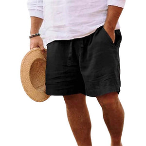 Men's Cotton Linen Drawstring Beach Shorts