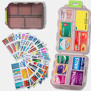 Travel Pill Organizer Box (161 Labels for Customization)