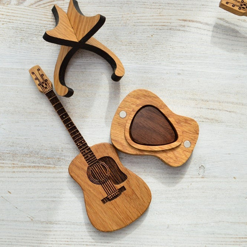 Wooden Acoustic Guitar Pick Box