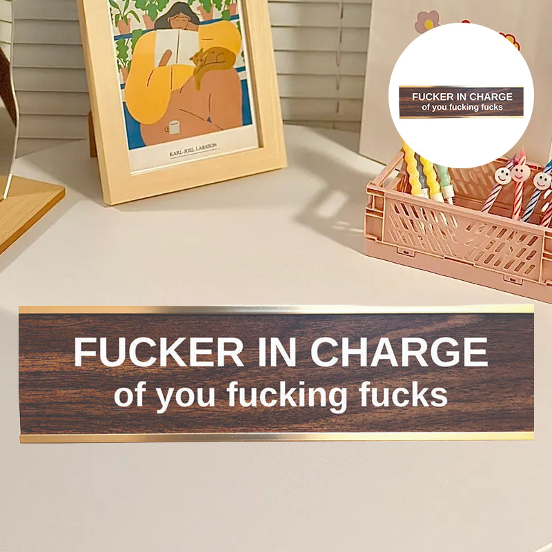 Engraved Desk Sign With Gold Stand