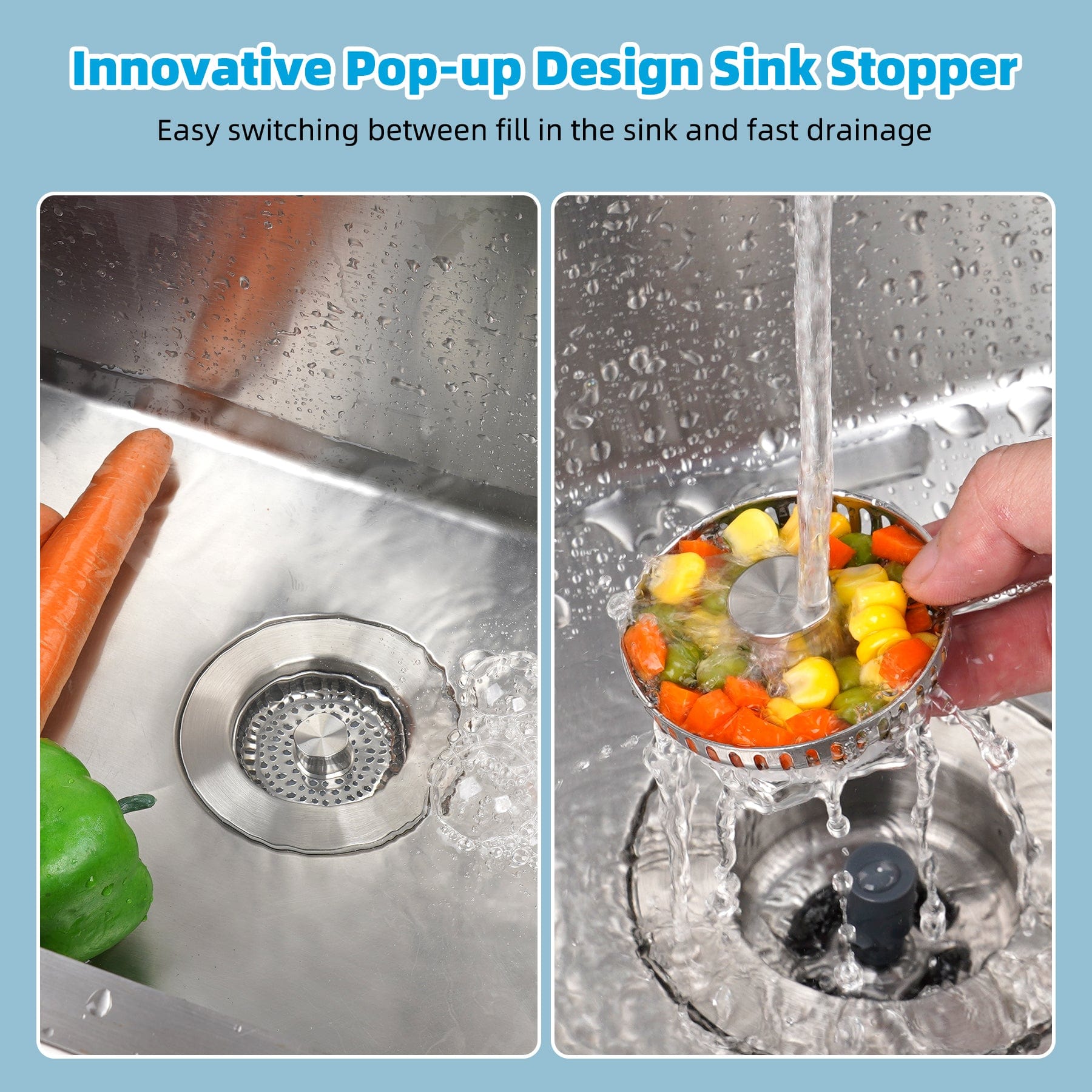 3 in 1 Kitchen Sink Drain Strainer