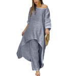 Women's Solid Color Linen Fashionable Casual Suit