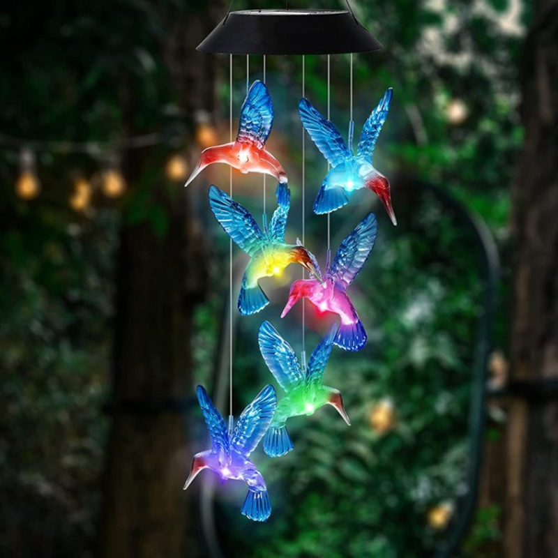 LED Solar Hummingbird Wind Chime