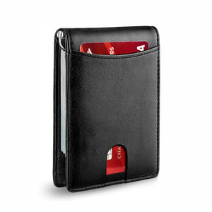 Genuine Leather Anti-theft Swipe Card Holder