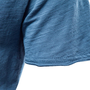 Plain Slub Cotton V-neck T-shirt