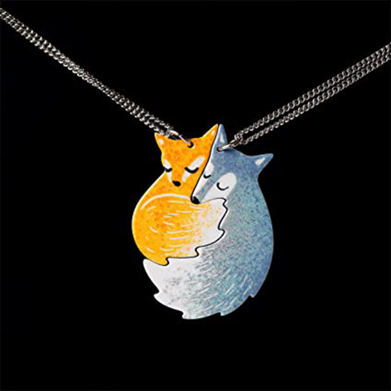 Fox Hugging Necklace