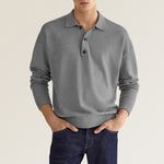 Men's Casual Loose Lapel Long Sleeve Polo Shirt