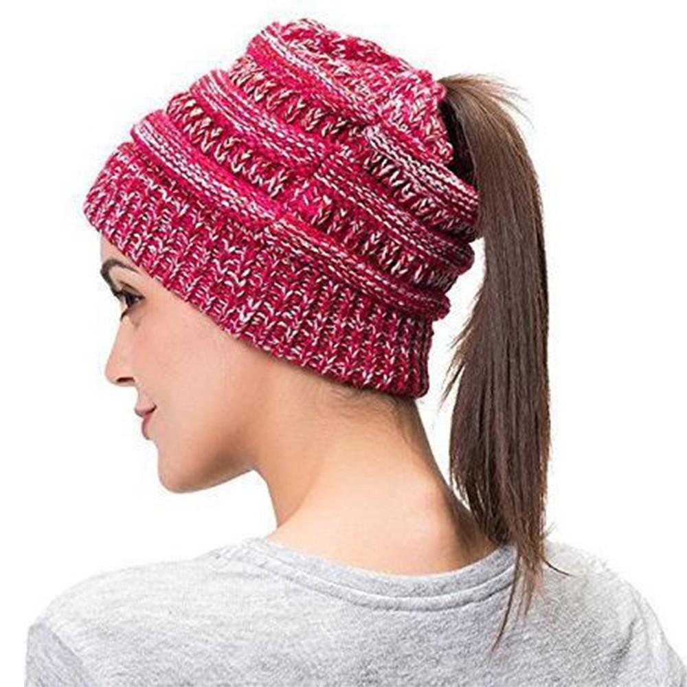 Fashion Soft Knit Ponytail Beanie