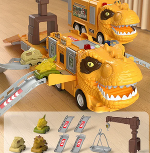 Dinosaur Transforming Engineering Truck Track Toy Set