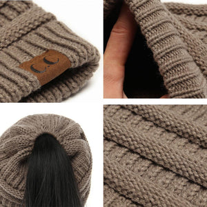 Fashion Soft Knit Ponytail Beanie