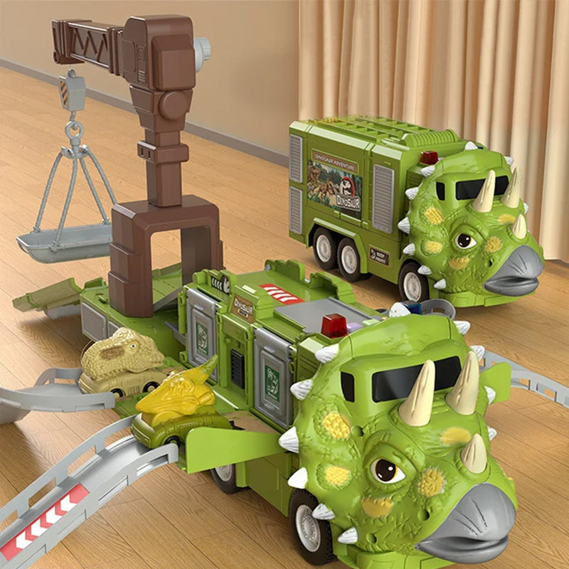 Dinosaur Transforming Engineering Truck Track Toy Set