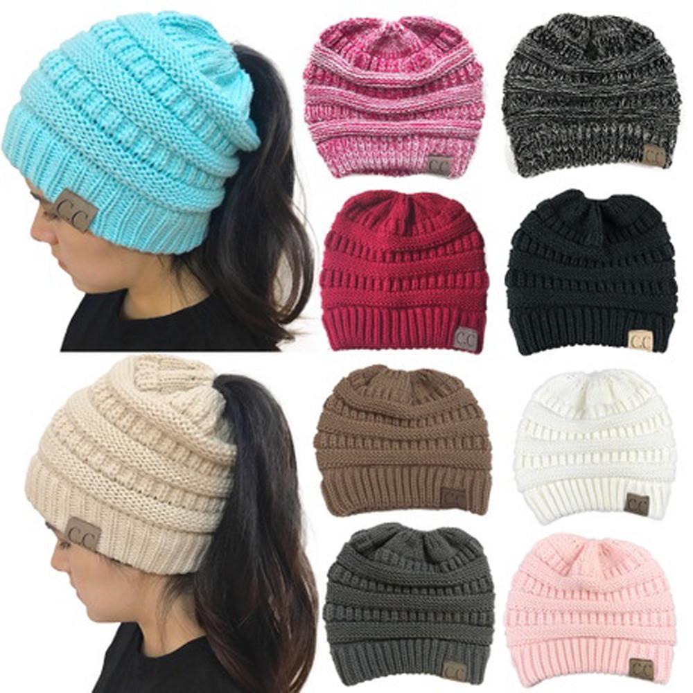 Fashion Soft Knit Ponytail Beanie