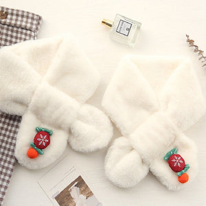 Winter Cute White Plush Scarf