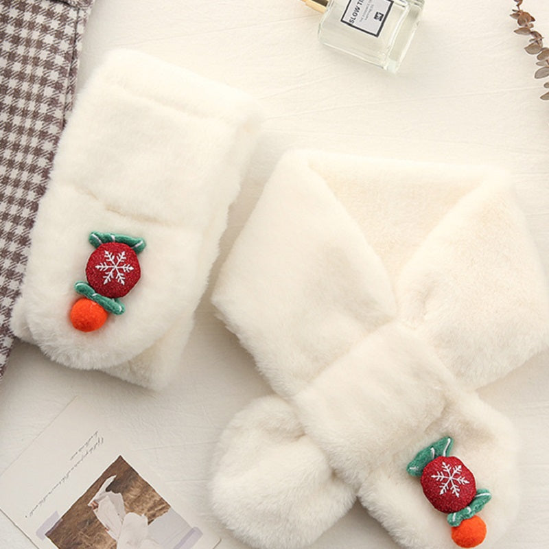 Winter Cute White Plush Scarf