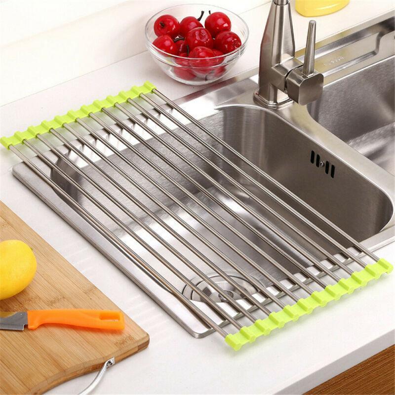 Stainless Steel Roll Up Dish Drying Rack, Foldable