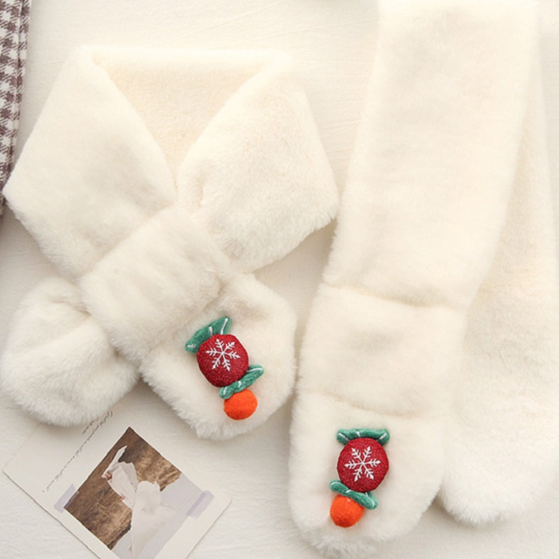 Winter Cute White Plush Scarf