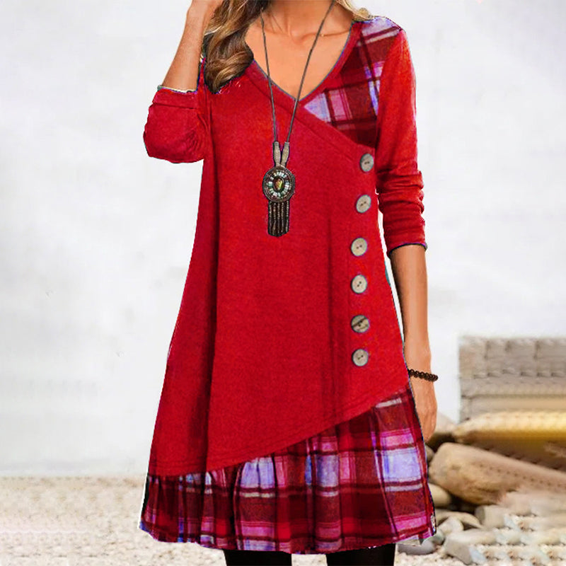 Long-sleeve Patchwork Dress