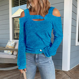 Cold Shoulder Solid Color Casual Tops