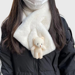 Winter Cute White Plush Scarf