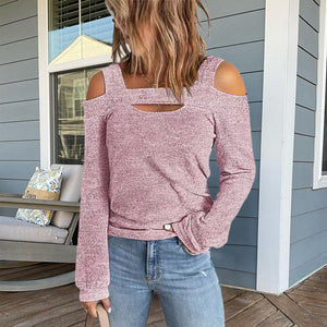 Cold Shoulder Solid Color Casual Tops