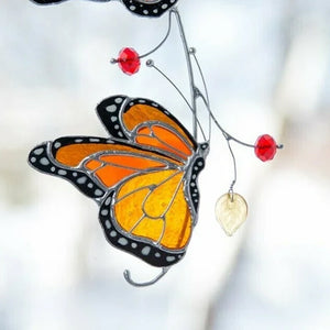 Stained Monarch Butterfly Glass Window Decor