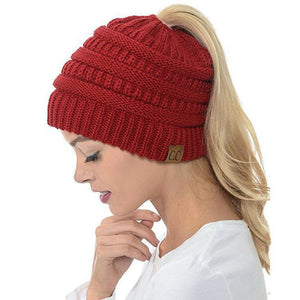 Fashion Soft Knit Ponytail Beanie