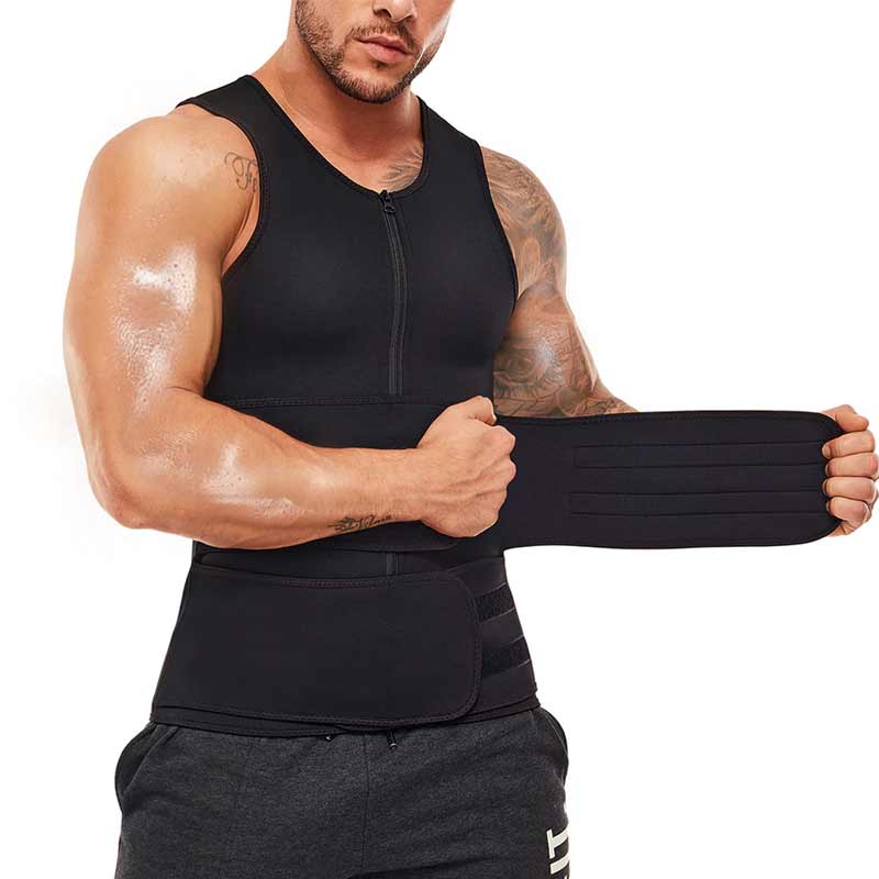 Men's vest with plastic belt