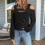 Cold Shoulder Solid Color Casual Tops