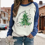 Women's Merry And Bright Christmas Tree Print Casual Sweatshirt