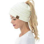 Fashion Soft Knit Ponytail Beanie