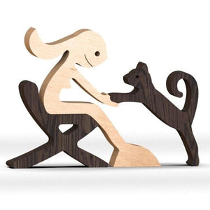 Pet Lover Wood Sculpture Table Ornaments