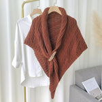 Knitted Triangle Shawl with Leather Buckle