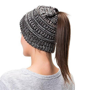 Fashion Soft Knit Ponytail Beanie