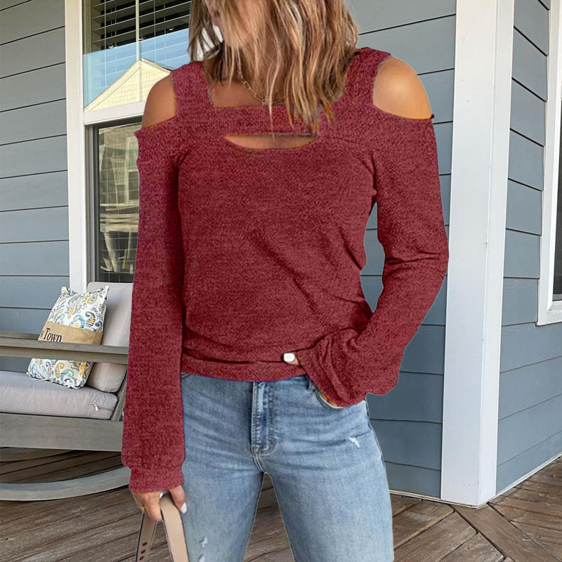 Cold Shoulder Solid Color Casual Tops